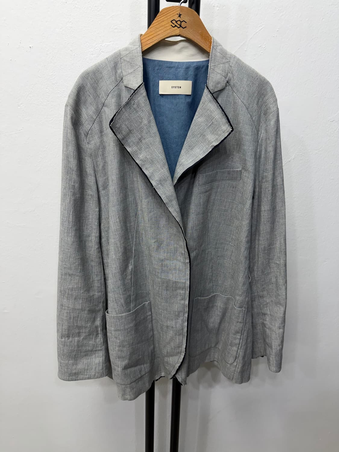 정품) SYSTEM 시스템 루즈핏 회색 린넨 자켓 82 상품이미지1