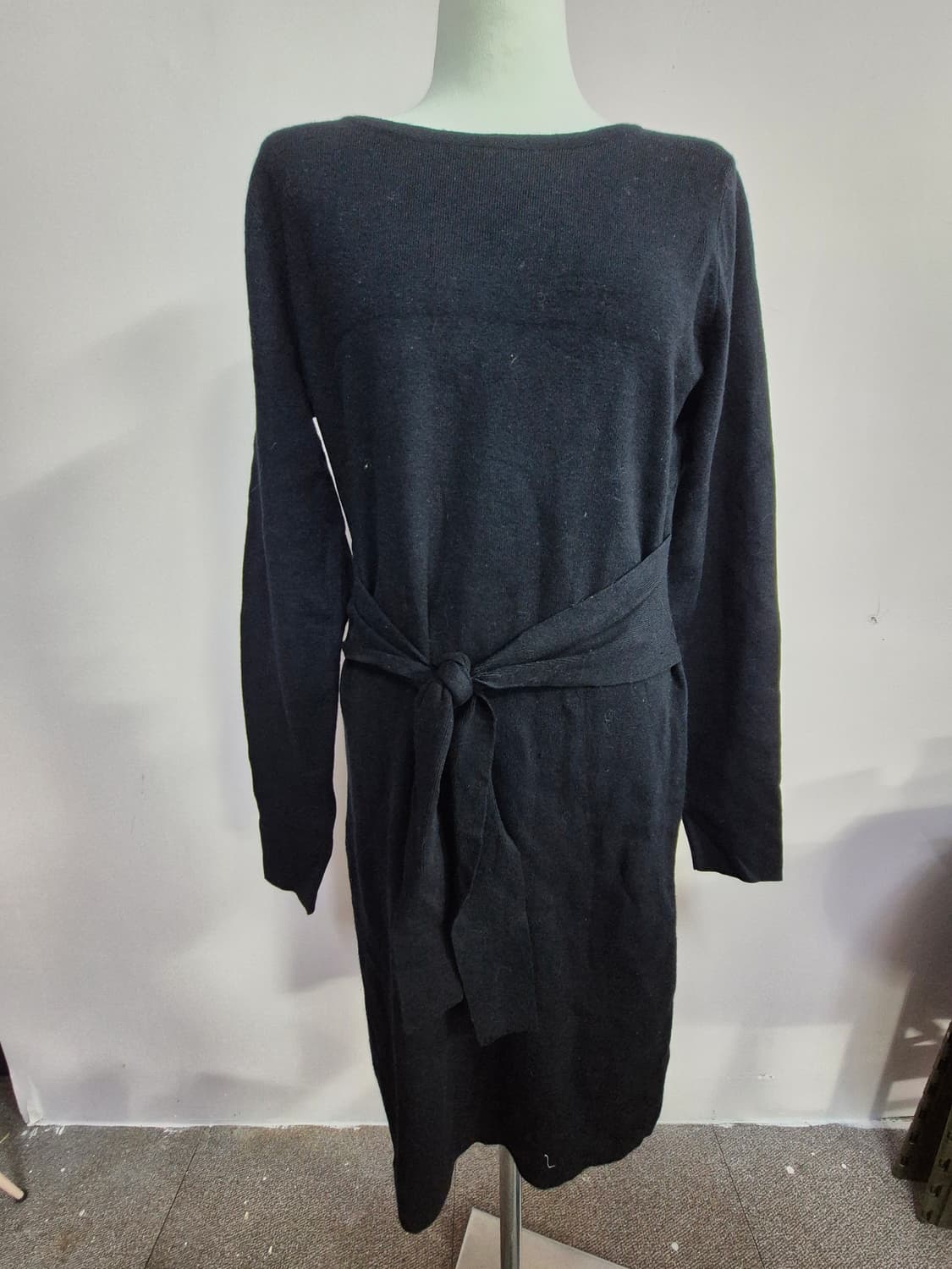 타하리 블랙 니트 롱 원피스 허리끈 Free 상품이미지1