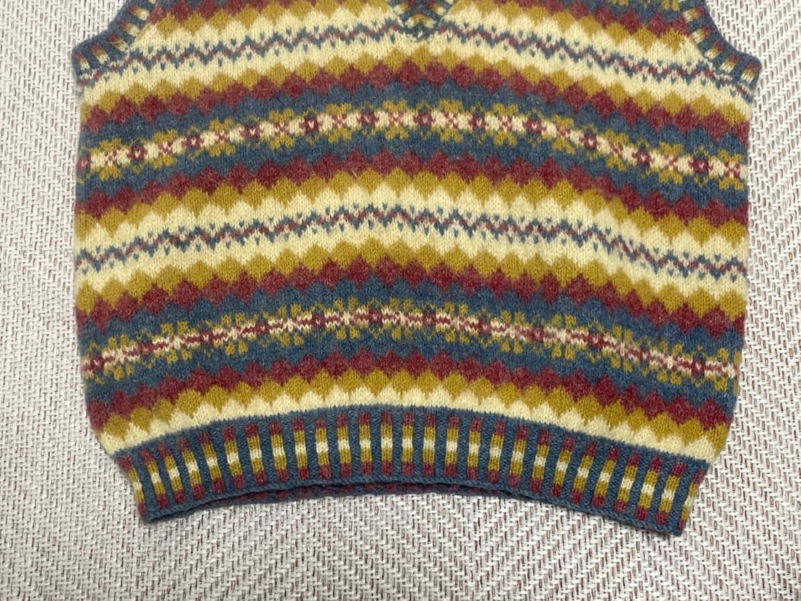 8~90s 스코틀랜드 페어아일 핸드 니트베스트  J03407 상품이미지2