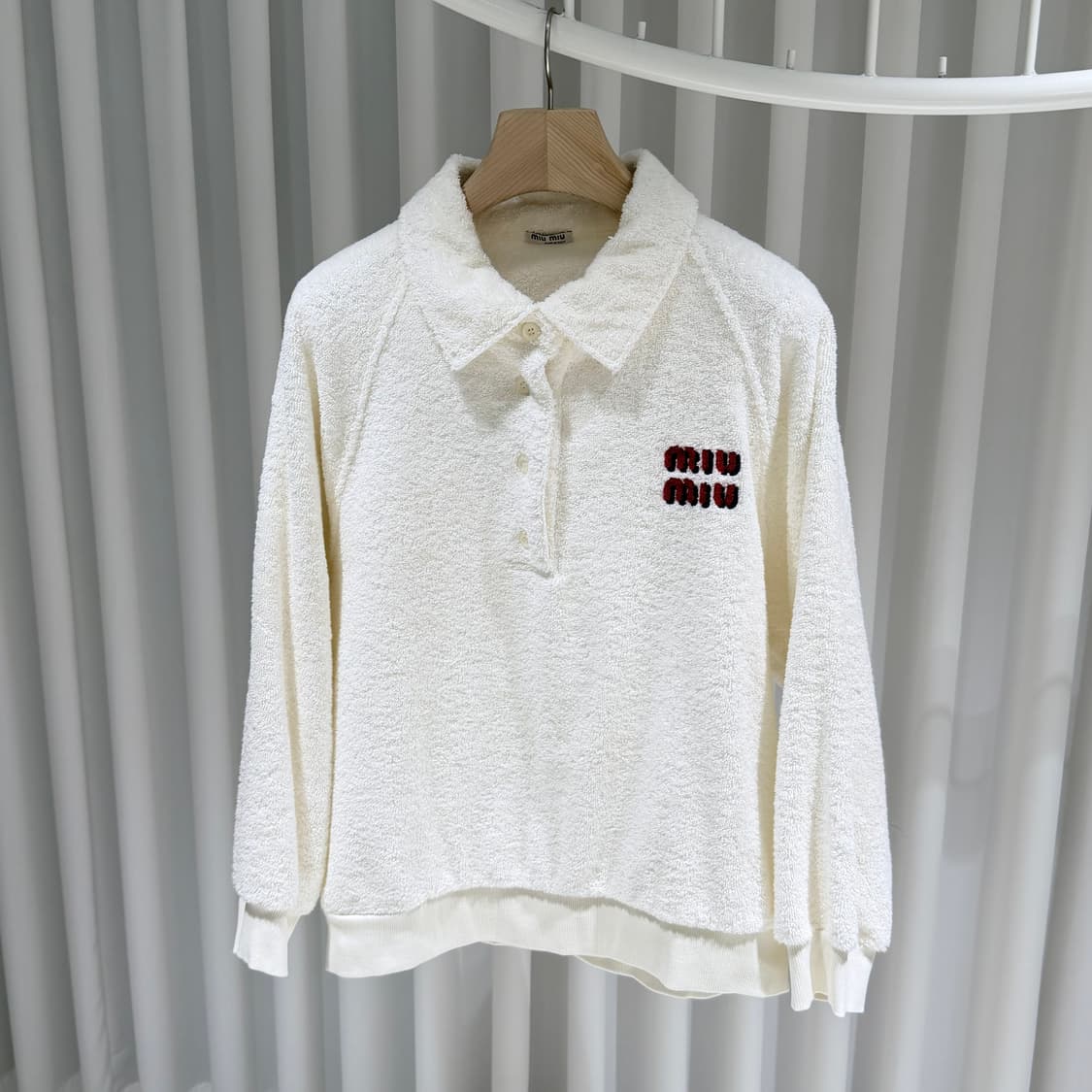 (A+/XS) / 미우미우 코튼 폴로 니트 화이트 상품이미지2