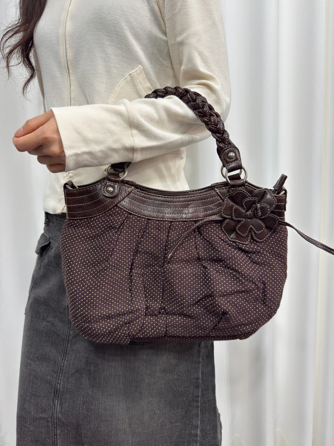 hush hush brown dot design shoulderbag 상품이미지5