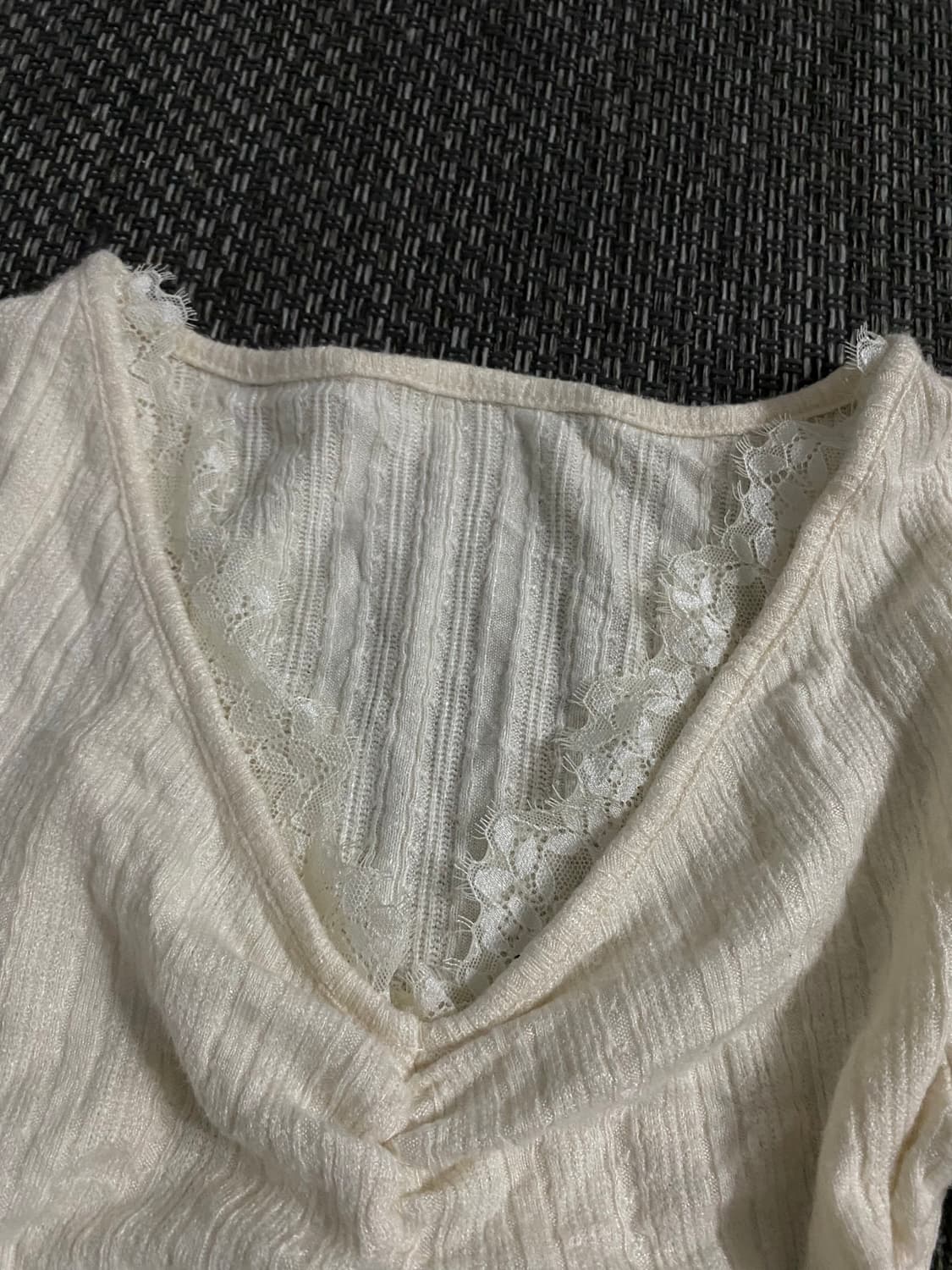Lace Detail White Crop Slim Fit Sleeve 상품이미지7