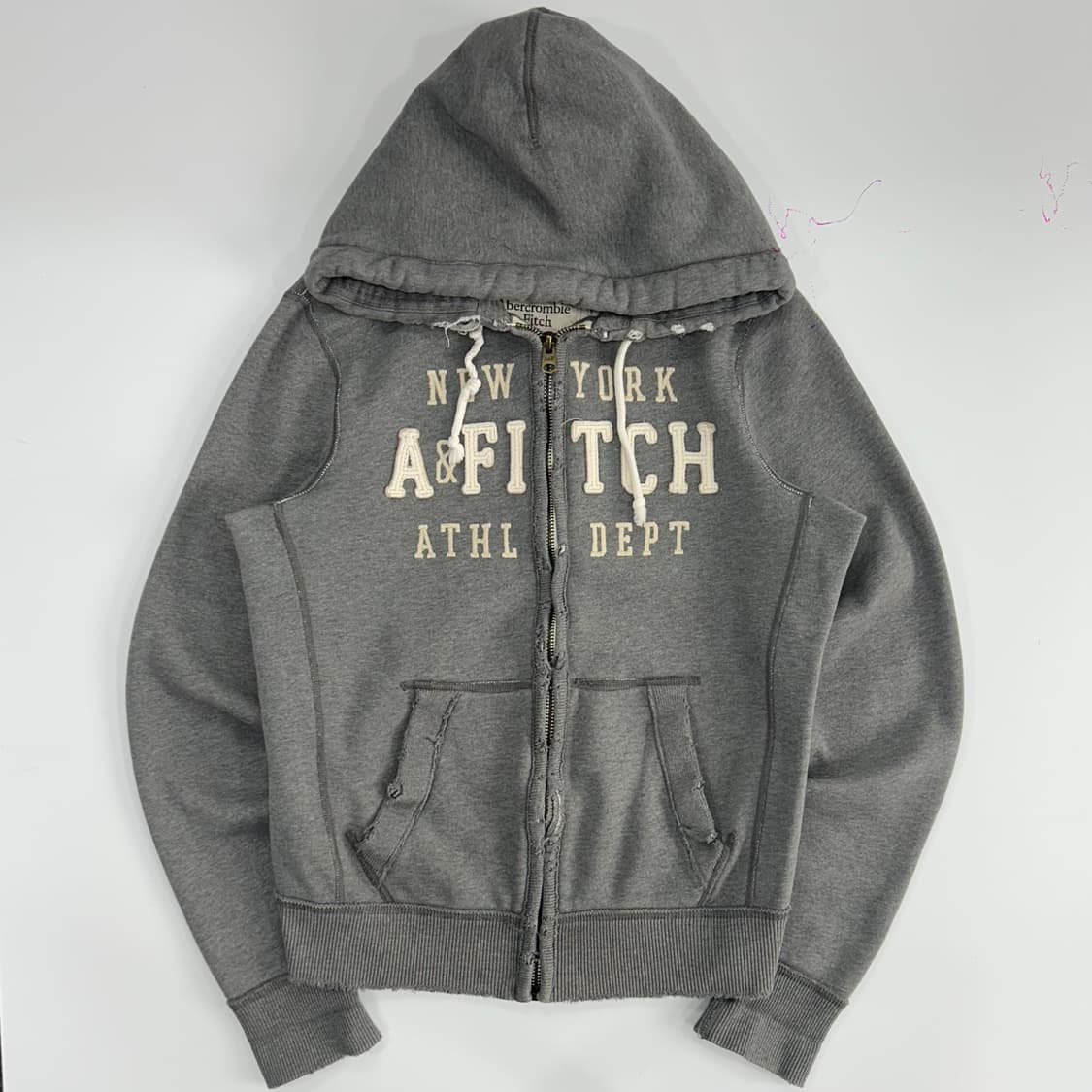 Abercrombie 아베크롬비 스펠아웃로고 그레이 후드집업 상품이미지3