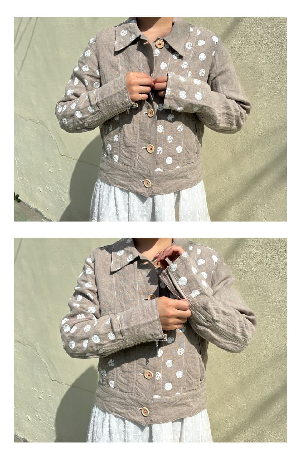 도트 프린팅 린넨 자켓 상품이미지9