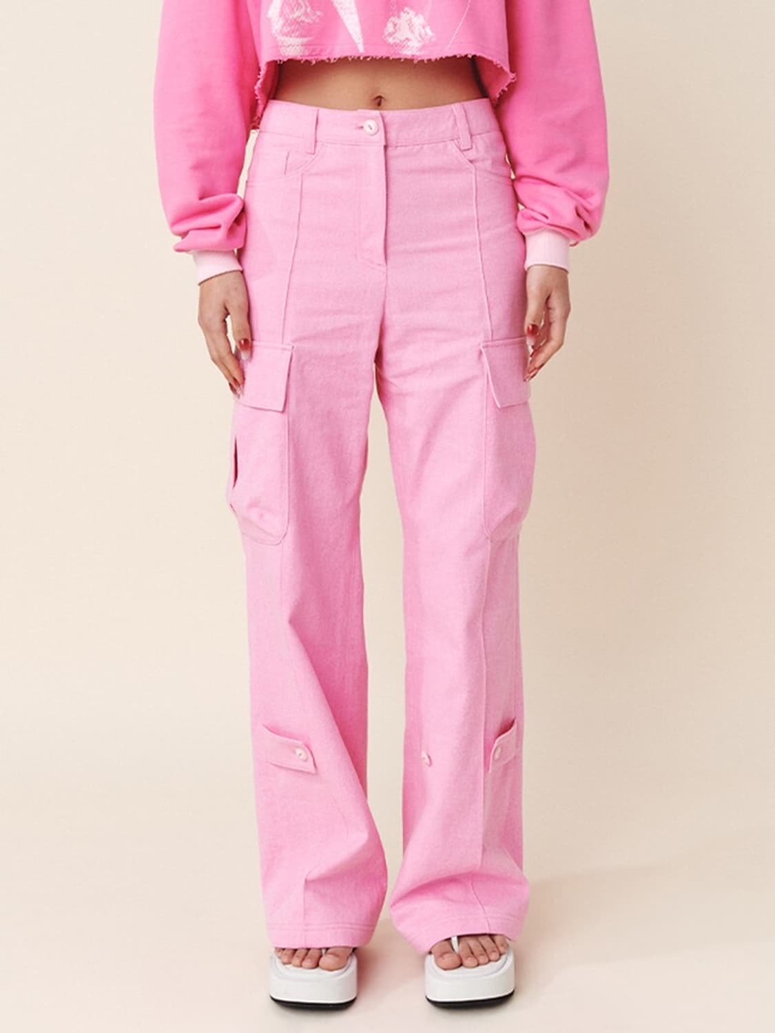 기준 카고 로고  와이드 팬츠 M 상품이미지5