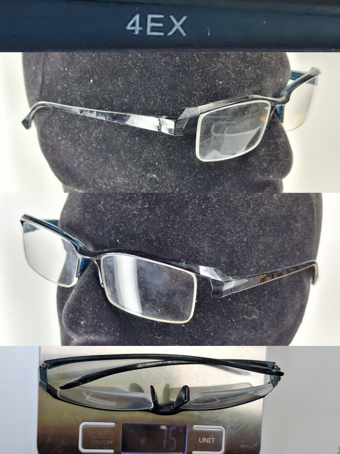00s 일본 빈티지/4EX 네이비 블랙 라이너 반무테 안경 빅사이즈  상품이미지7