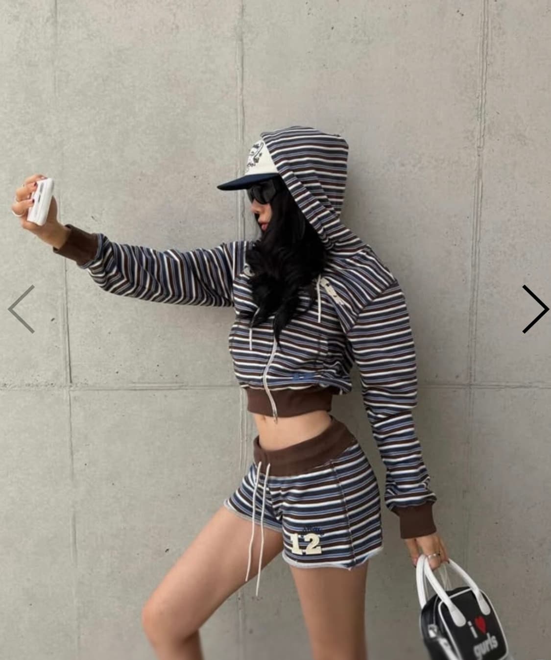에즈이프캘리 CALIE BABE STRIPE SHORTS BROWN 상품이미지1