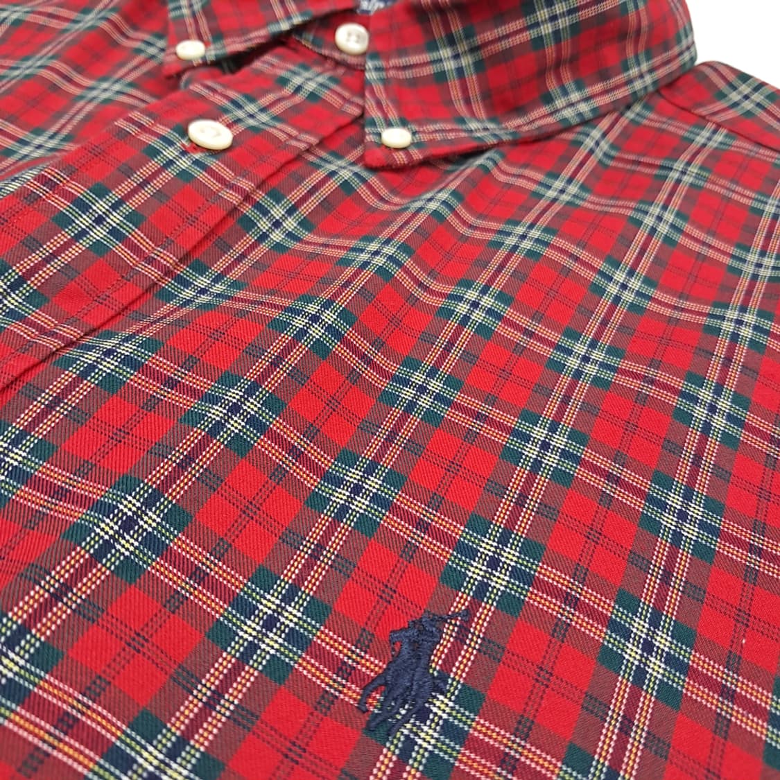 CN444 2XL 폴로 랄프로렌 클래식 레드 타탄체크 긴팔 셔츠 남방 상품이미지5