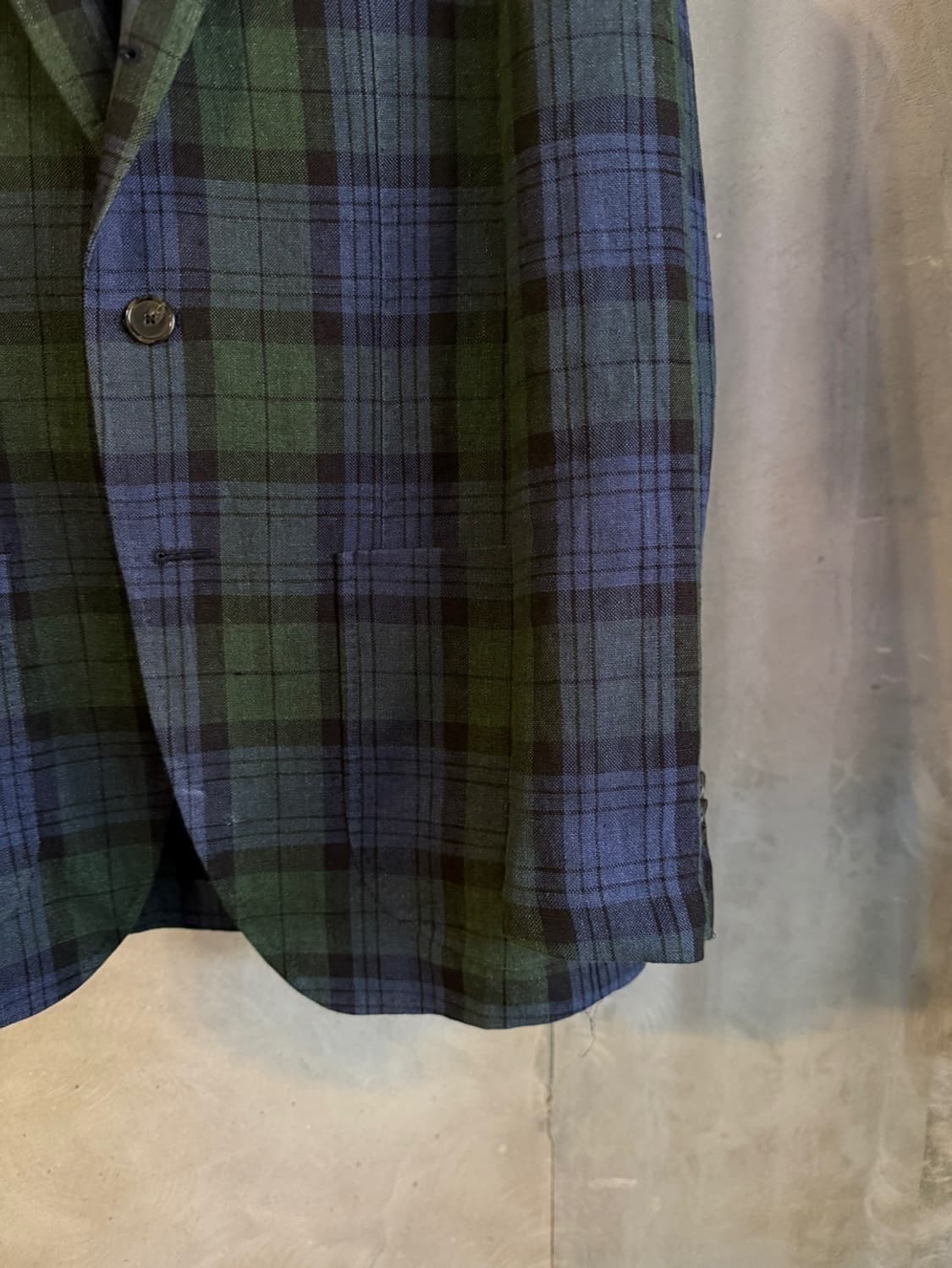 맨온더분 아이리쉬 리넨 블랙와치 테일러드 자켓 100 상품이미지3