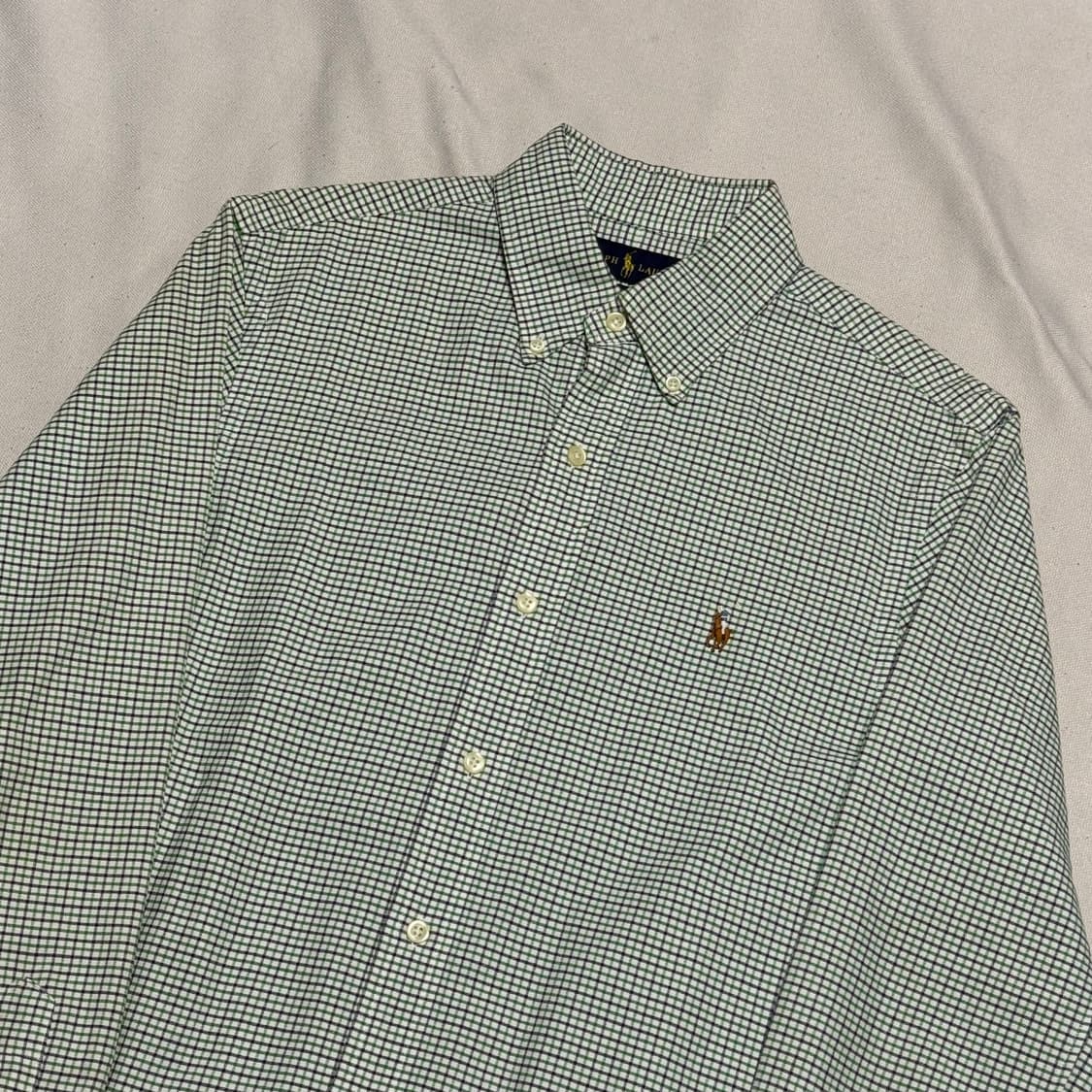 S 폴로랄프로렌 슬림핏 그린 체크셔츠 상품이미지1