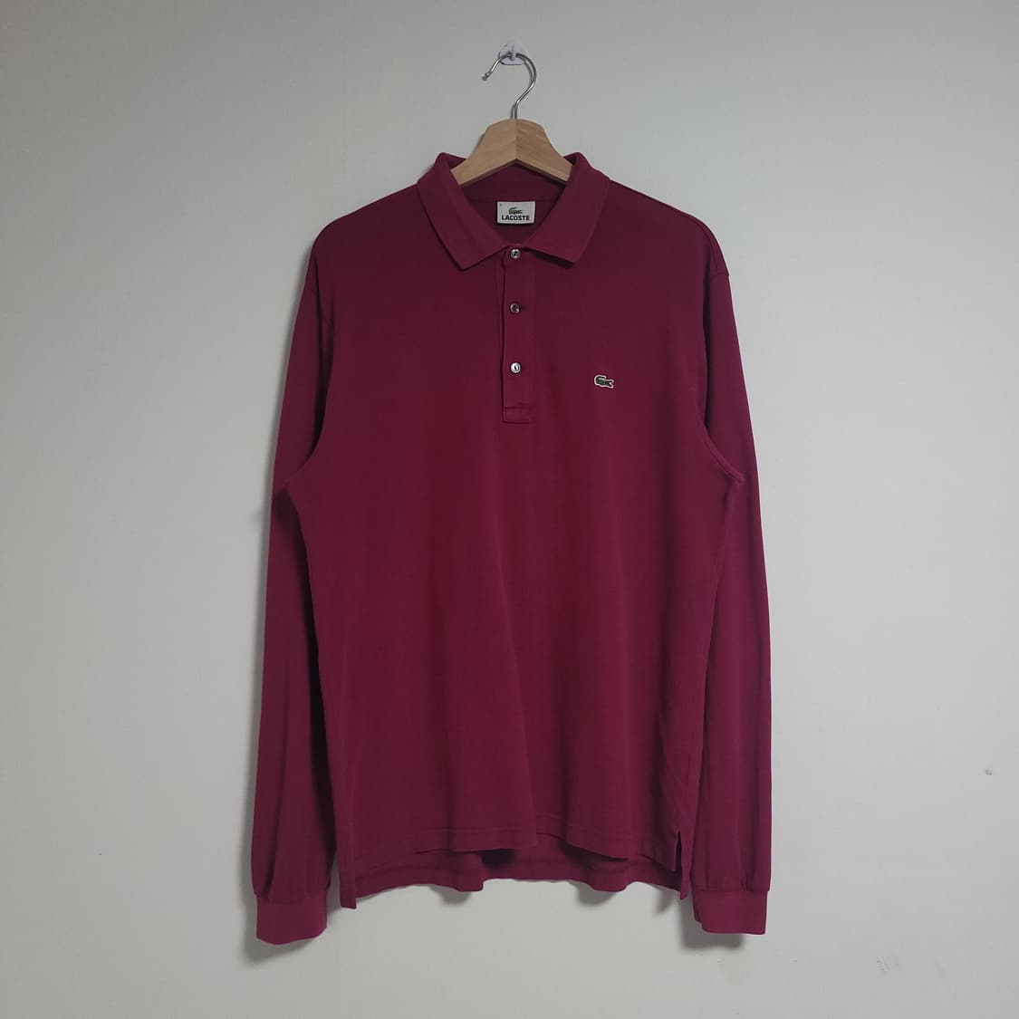 (5) LACOSTE 라코스테 긴팔 카라 티셔츠 와인색 상품이미지1