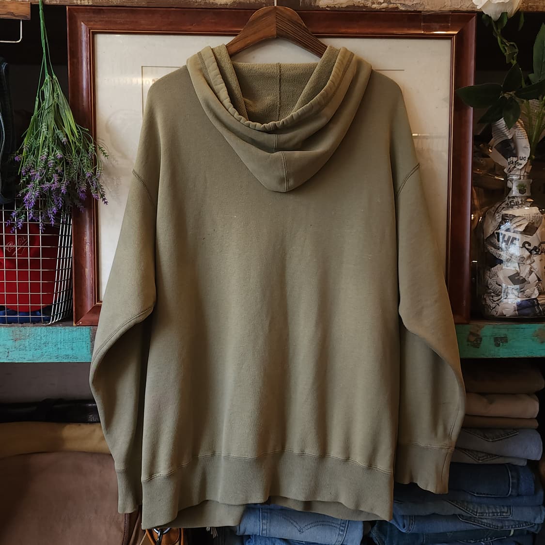 90s 폴로 컨트리 후드 스웻셔츠 후드 집업 그린 M 상품이미지3