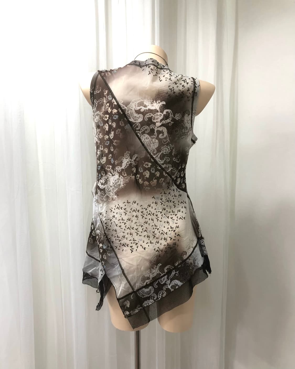 grunge fairy printed lace mesh sleeveles 상품이미지5