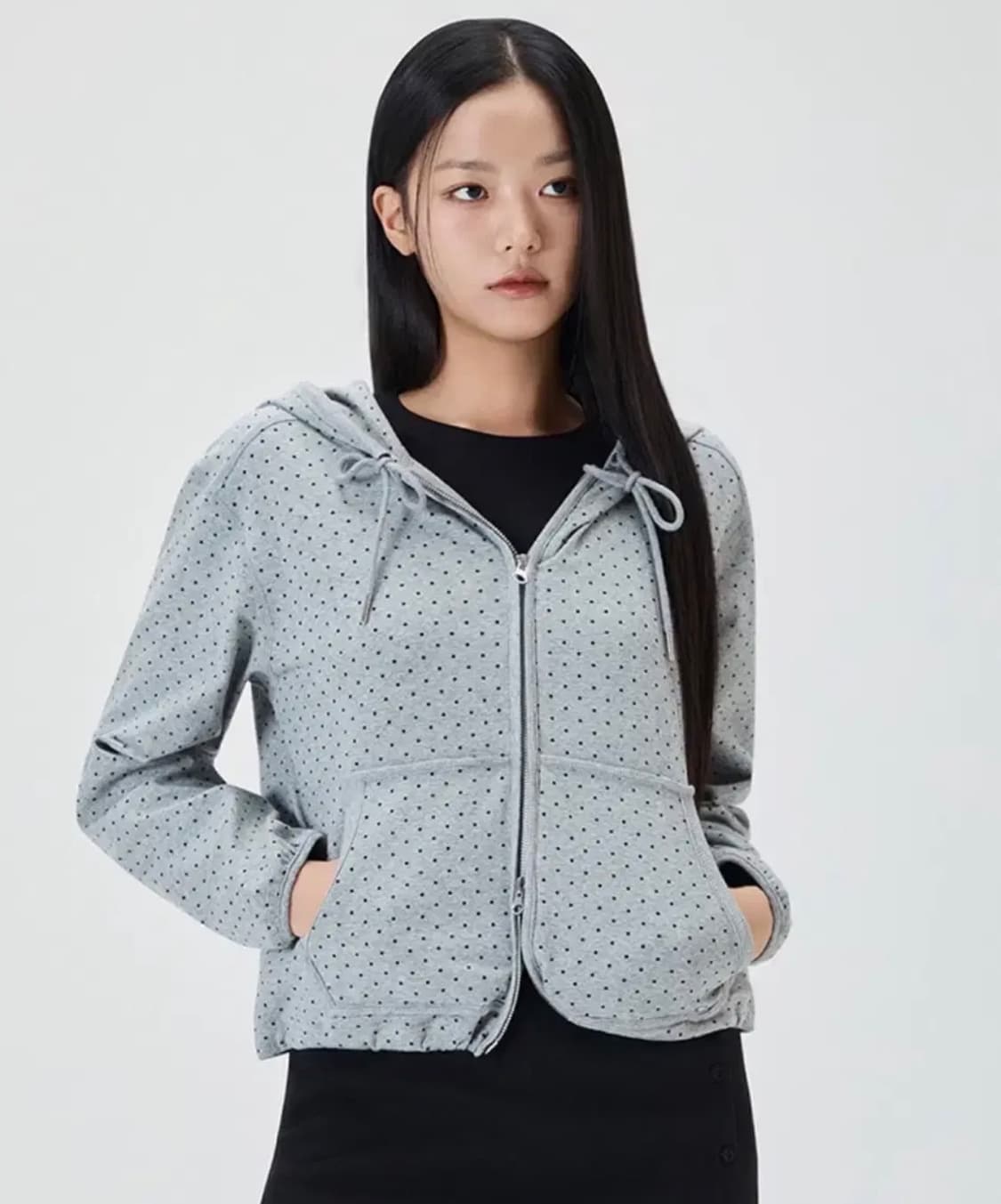 미쏘 스티치 후드집업 도트 상품이미지2