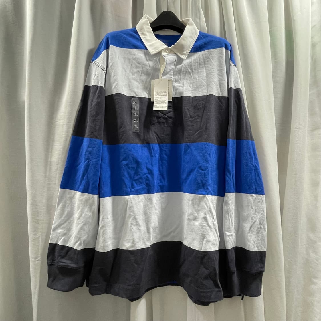 유니클로 x JWA/ 오버사이즈 러거 스트라이프 폴로 셔츠/ XL 상품이미지1