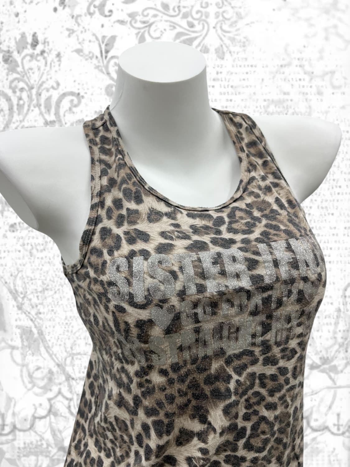 glitter printing leopard top 상품이미지1