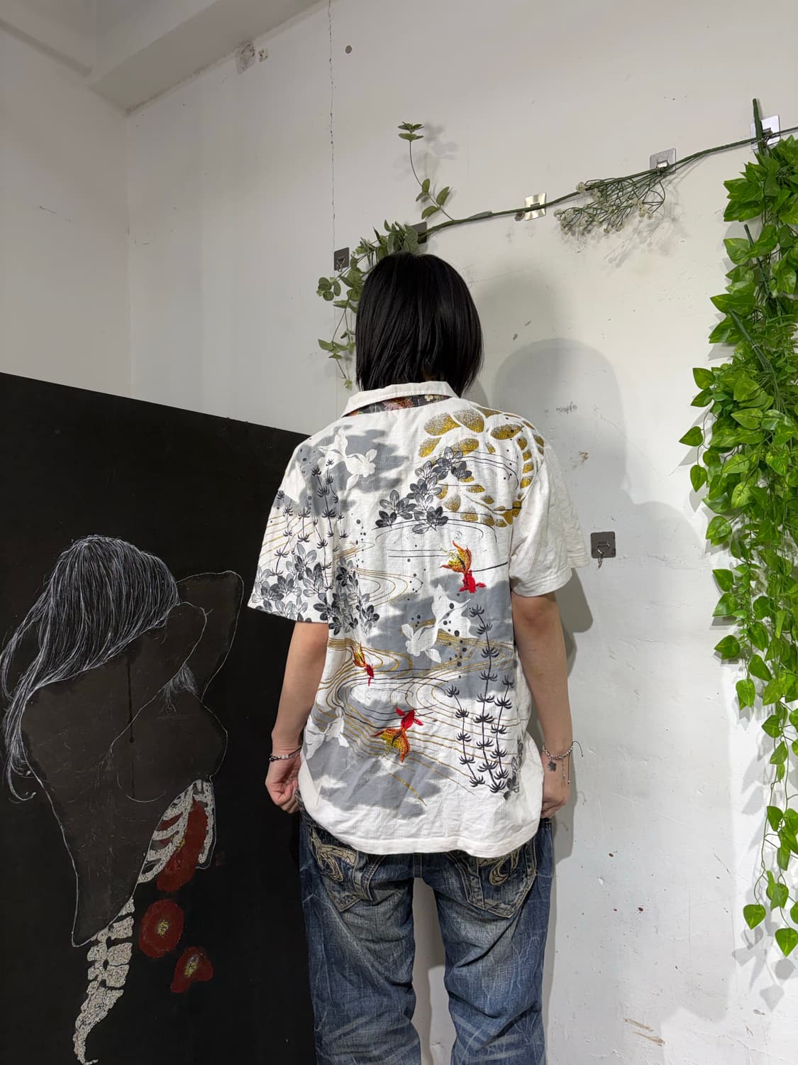 일본빈티지 오리엔탈 자수 반팔 티셔츠 L 상품이미지2