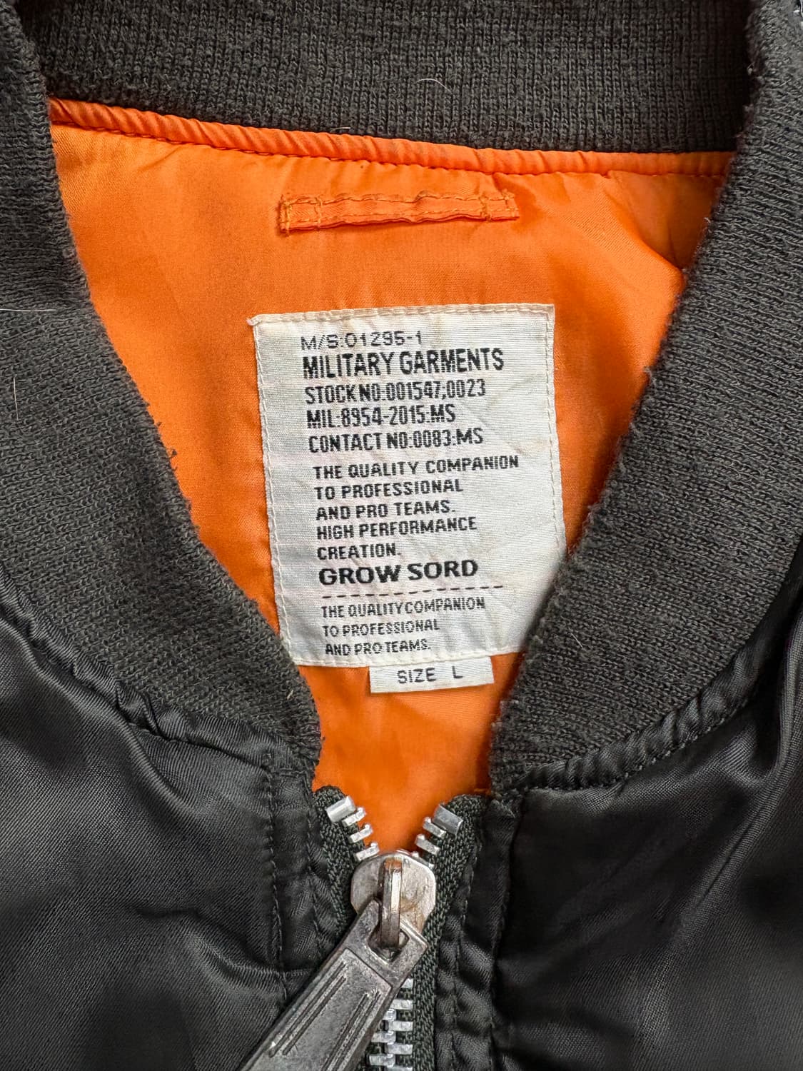 GROW SORD 일판 US 복각 MA-1 플라이트 항공 점퍼 2073 상품이미지3