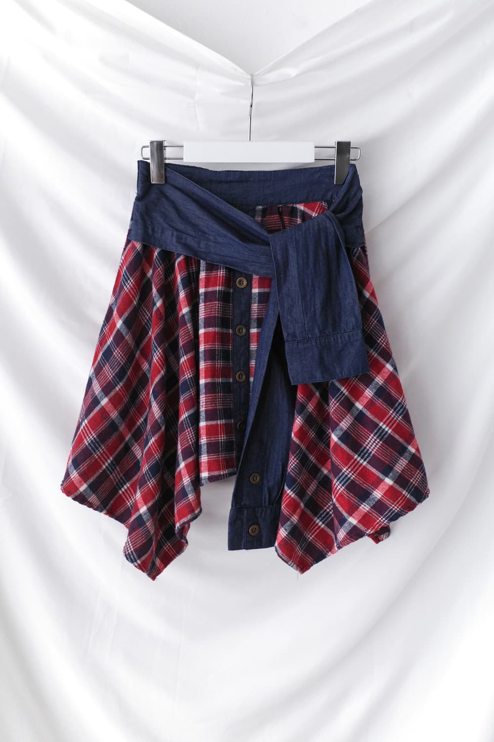 check unbalanced denim skirt  상품이미지1