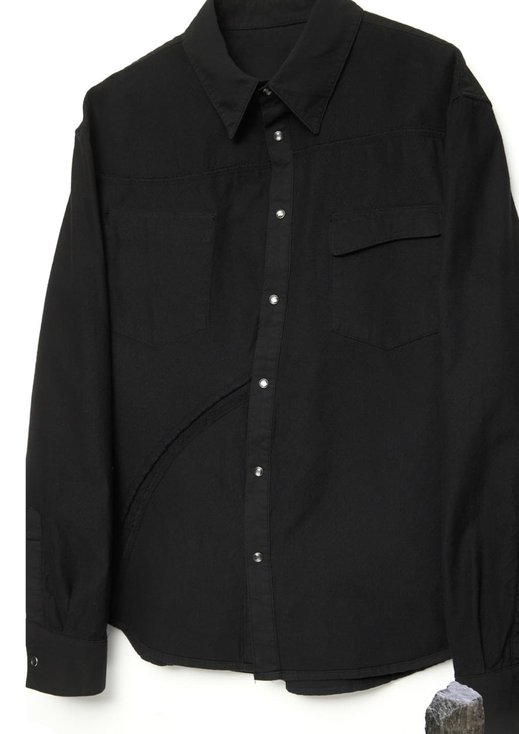 [3] 해칭룸 리버스 웨스턴 셔츠 오버 다이드 블랙 shirt 상품이미지2