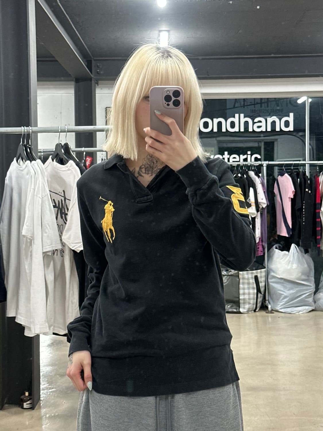 폴로 랄프로렌 빅포니 긴팔 카라 블랙 티셔츠 상품이미지1
