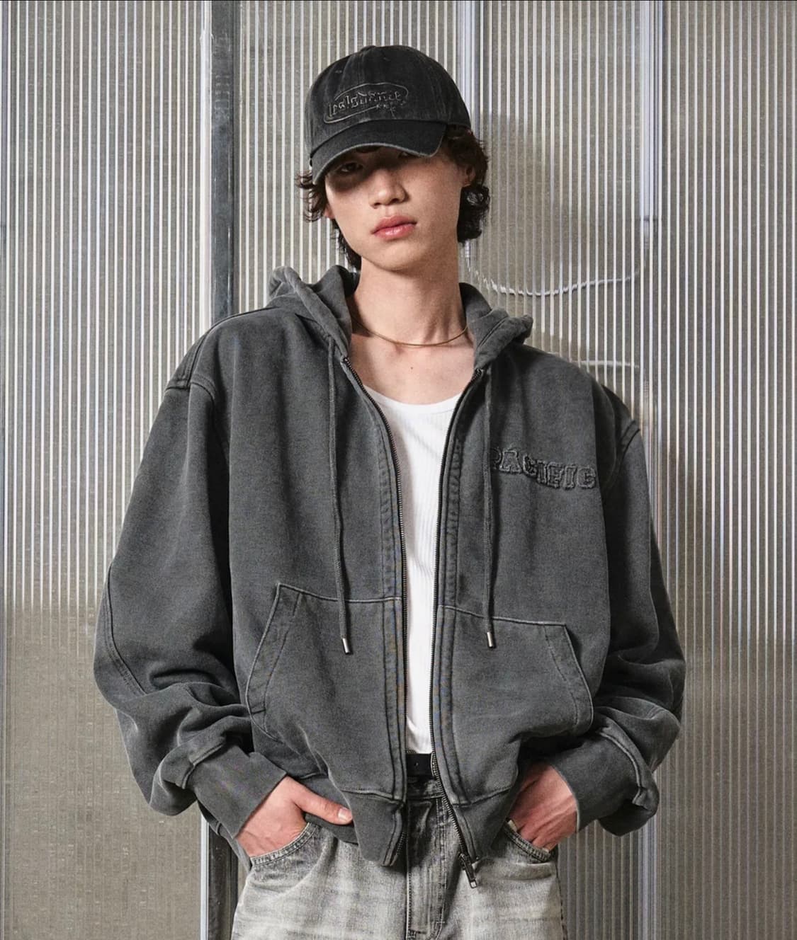 엘무드 LMOOD LEGACY 피스 다이드 후드 집업 패치워크 상품이미지2