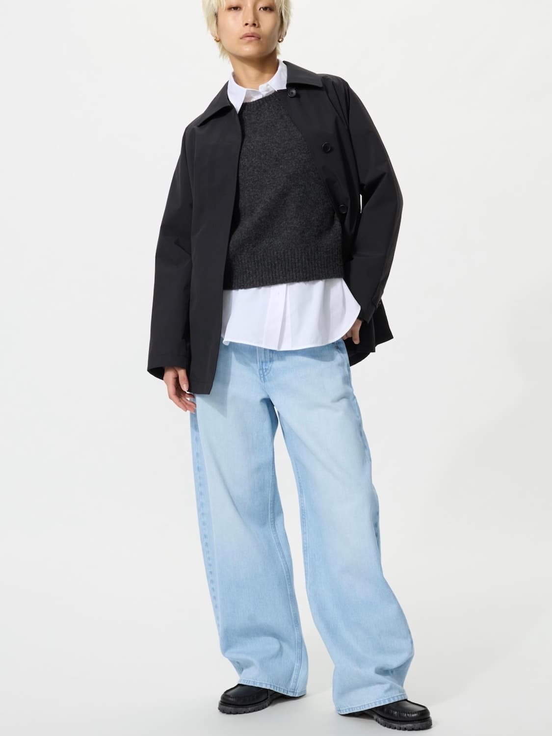 유니클로 배기커브진 연청 상품이미지1