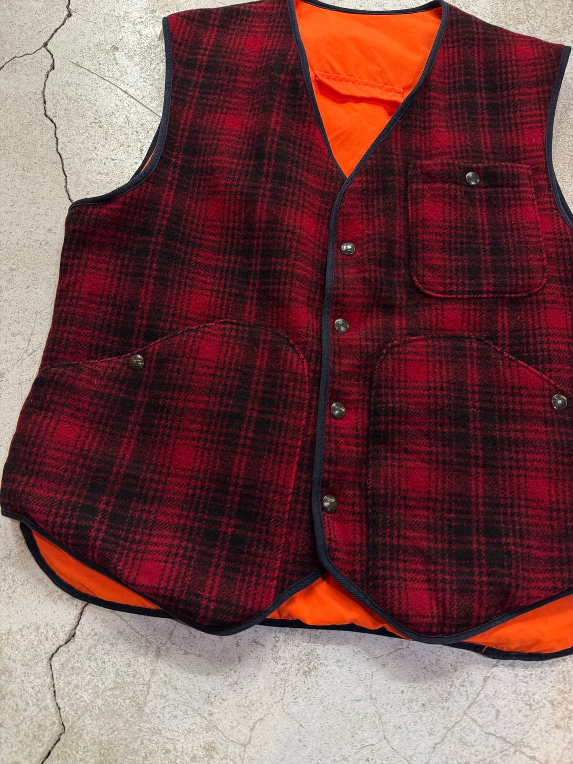 80s 울리치 리버시블 버팔로 체크 울 헌팅베스트 상품이미지2