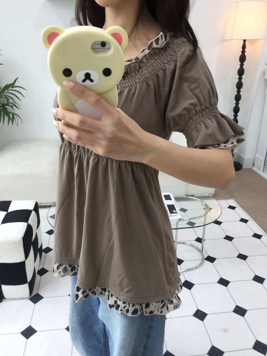 호피 오프숄더 블라우스 상품이미지10