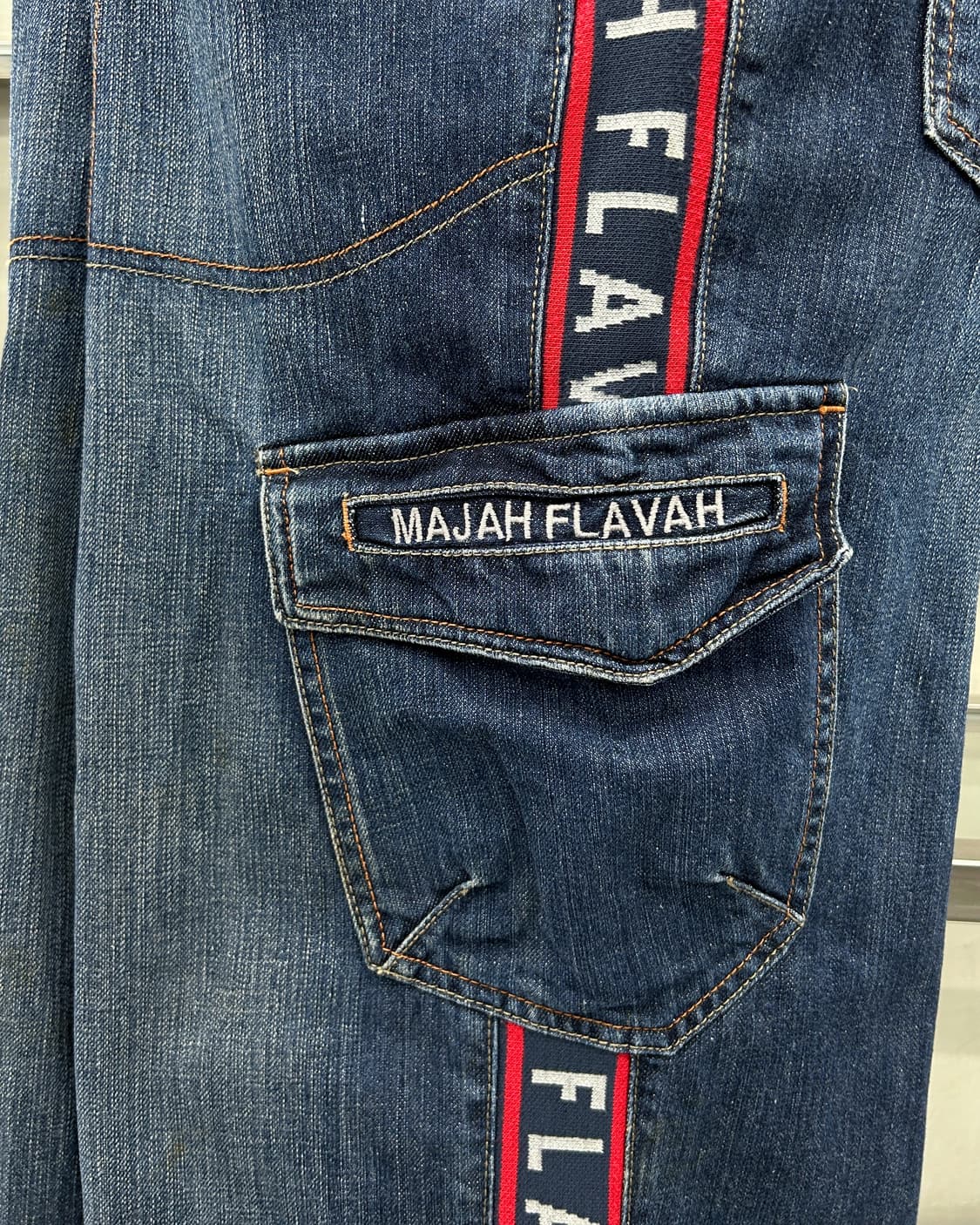 마자 플라바 00s 카고 포켓 워시드 데님 팬츠 상품이미지5