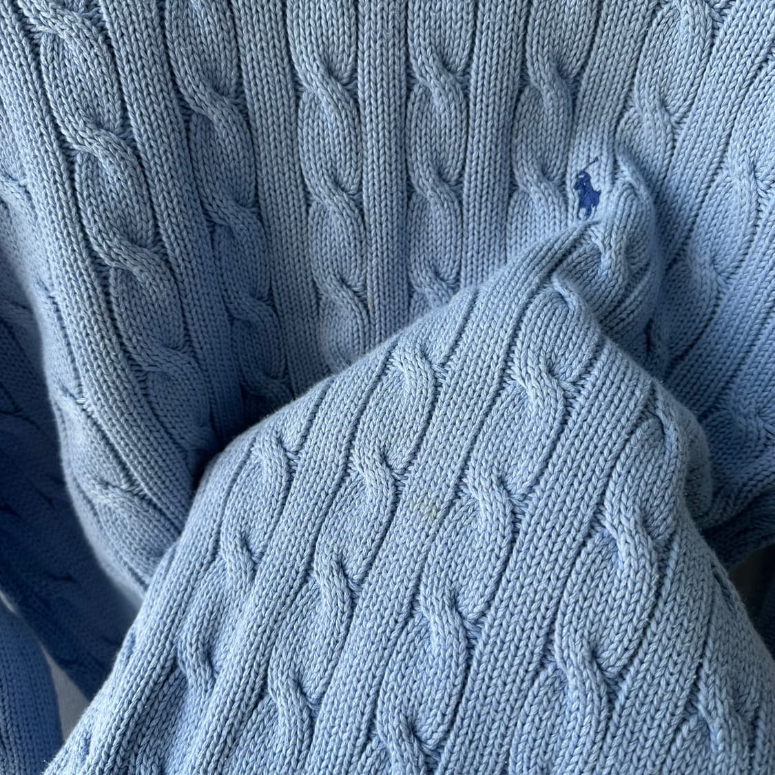 폴로 랄프로렌 케이블 니트 코튼 스웨터 스카이 블루 M 상품이미지9