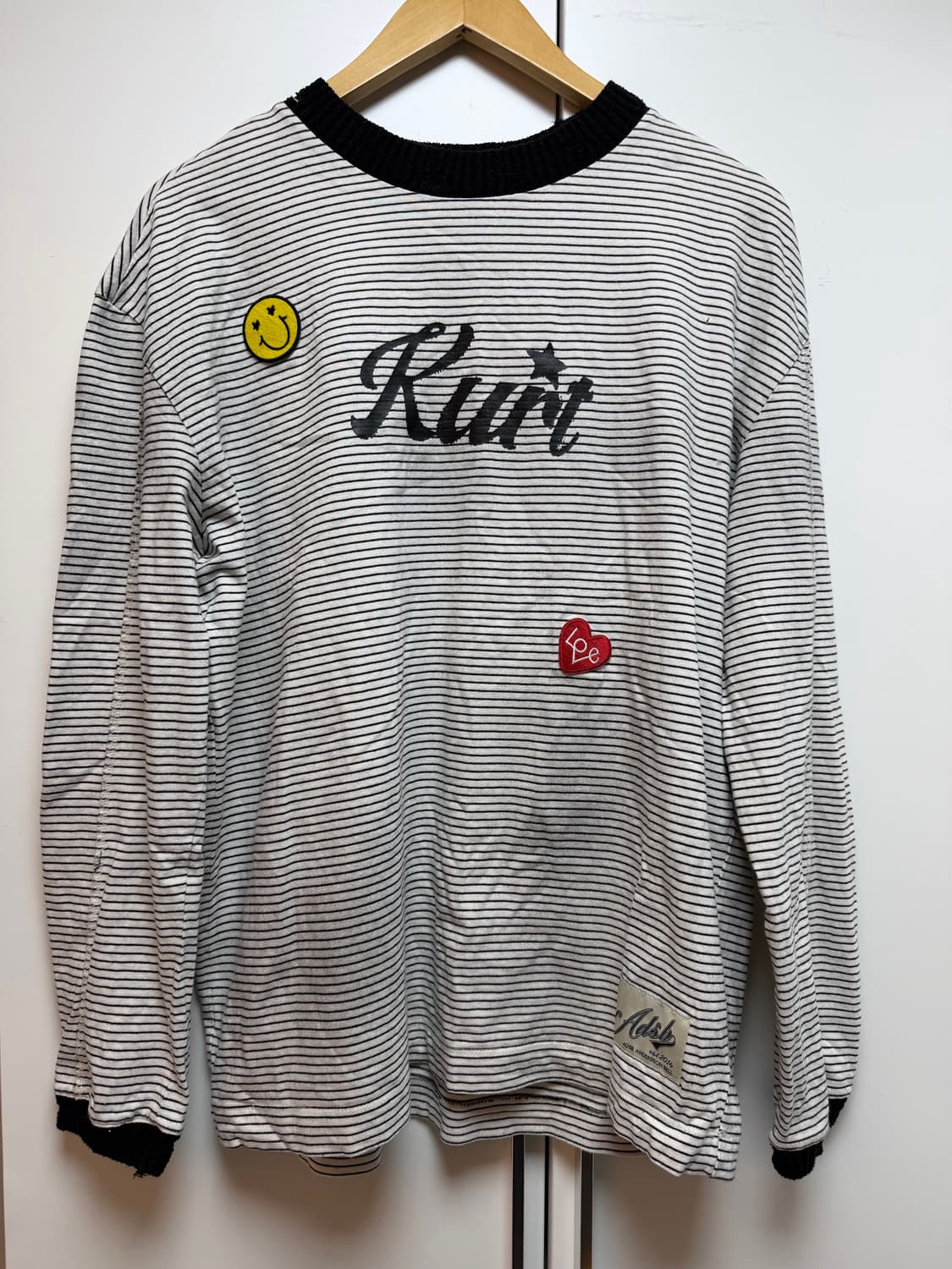 앤더슨벨 커트 스트라이프 롱 슬리브 티셔츠 화이트 M 상품이미지2