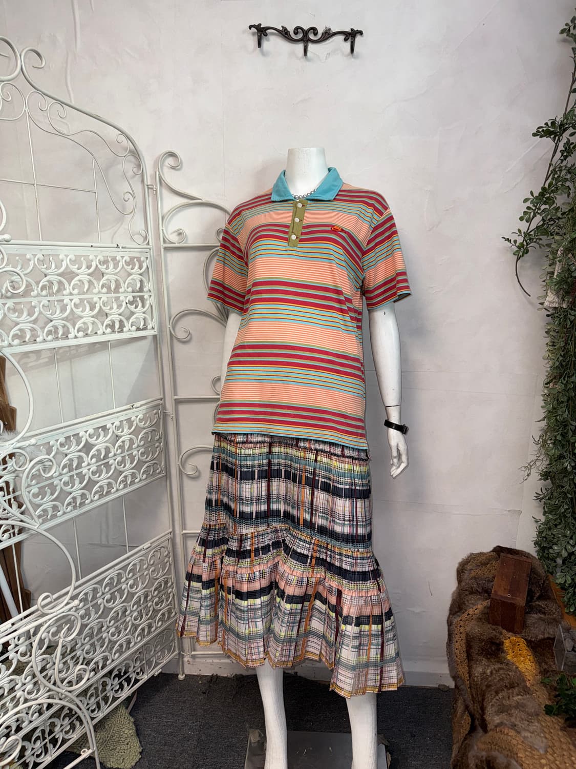 NIKE multi color stripe pk half t 상품이미지5