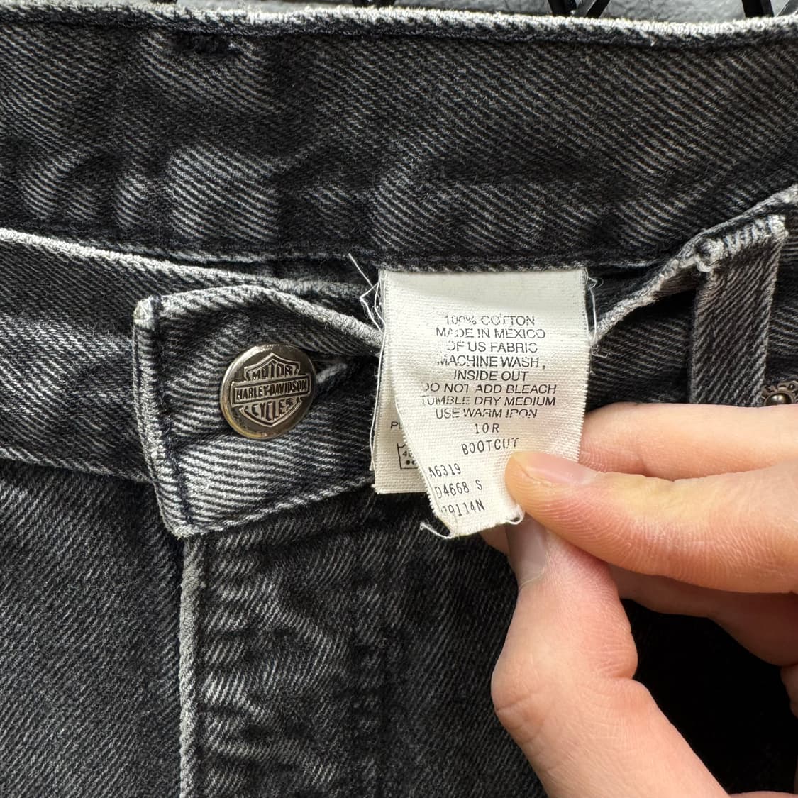 00s 할리데이비슨 데님 팬츠 포켓 로고 포인트 흑청 상품이미지6