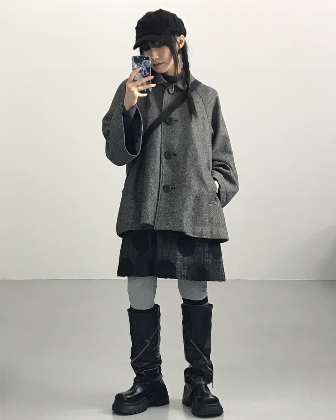 Heather Herringbone Short Coat 상품이미지1