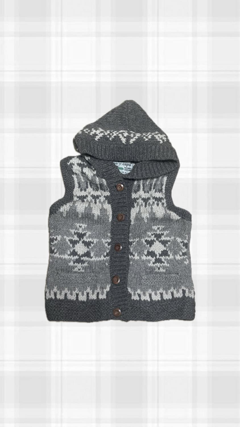 노르딕 니트 후드 조끼 상품이미지1