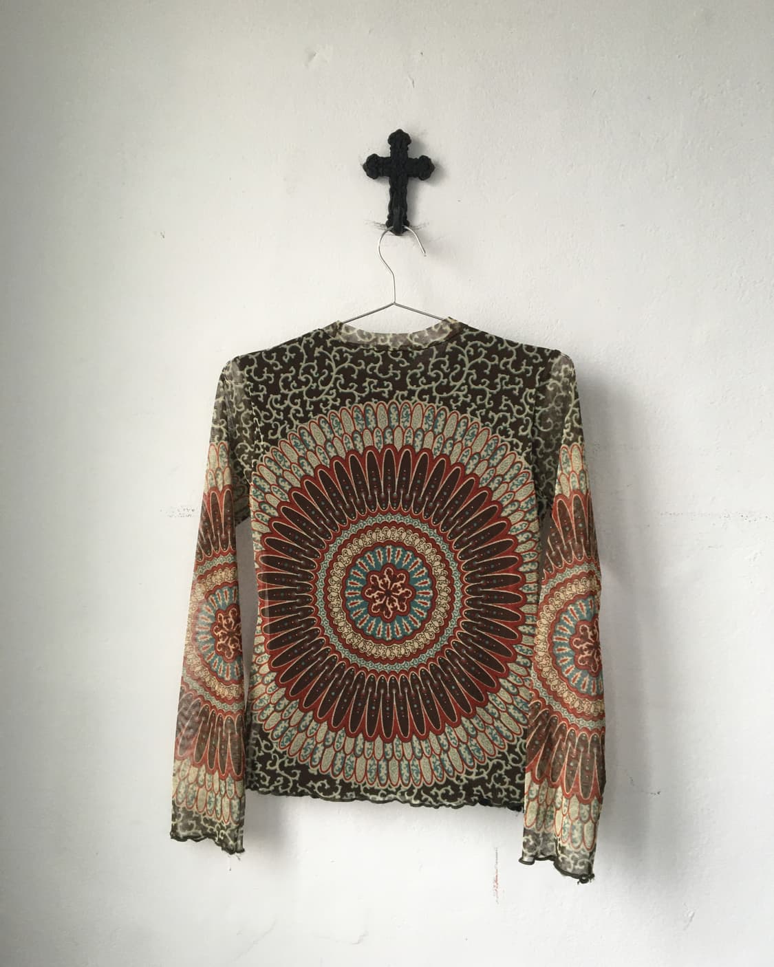 Ethnic pattern point mesh sleeve 상품이미지3