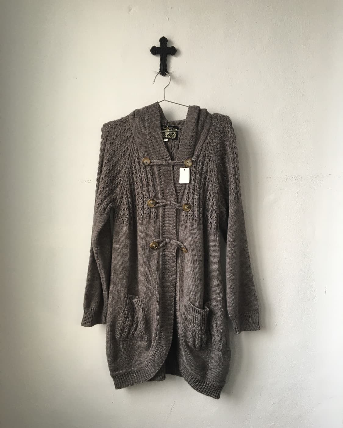 Double button point hood knit cardigan 상품이미지1
