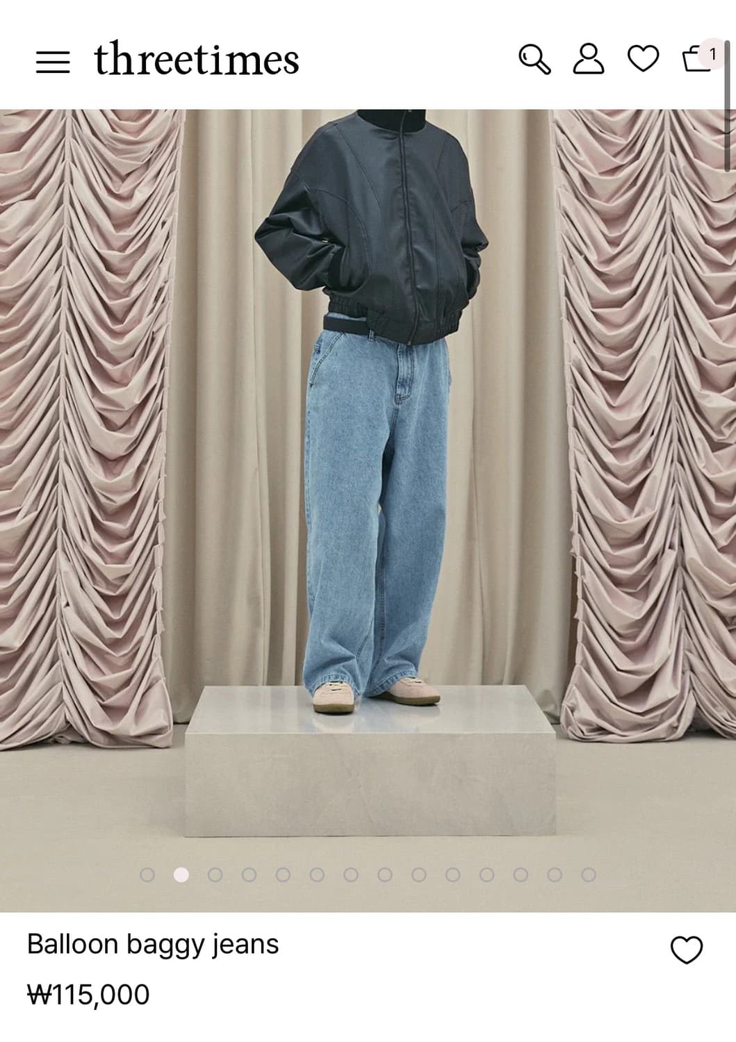 구해요) 쓰리타임즈 벌룬 배기 진 라이트블루 M 상품이미지1