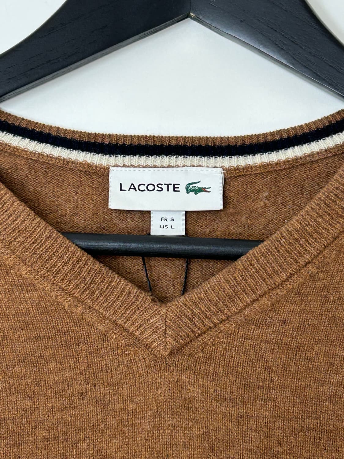 Lacoste 라코스테 브라운 V넥 울 니트 상품이미지6