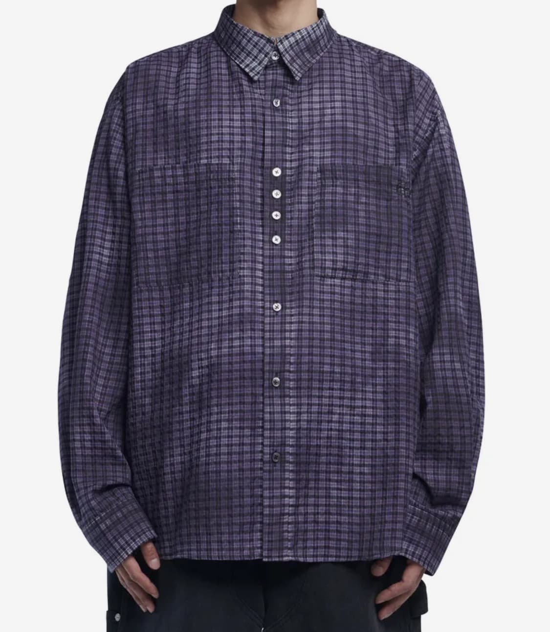 노매뉴얼 OVERDYED CHECK SHIRT - PURPLE 상품이미지1