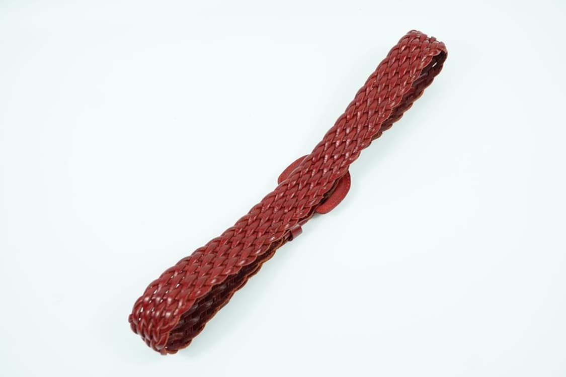 딥 와인 리얼 레더 위빙 꼬임 벨트 상품이미지3