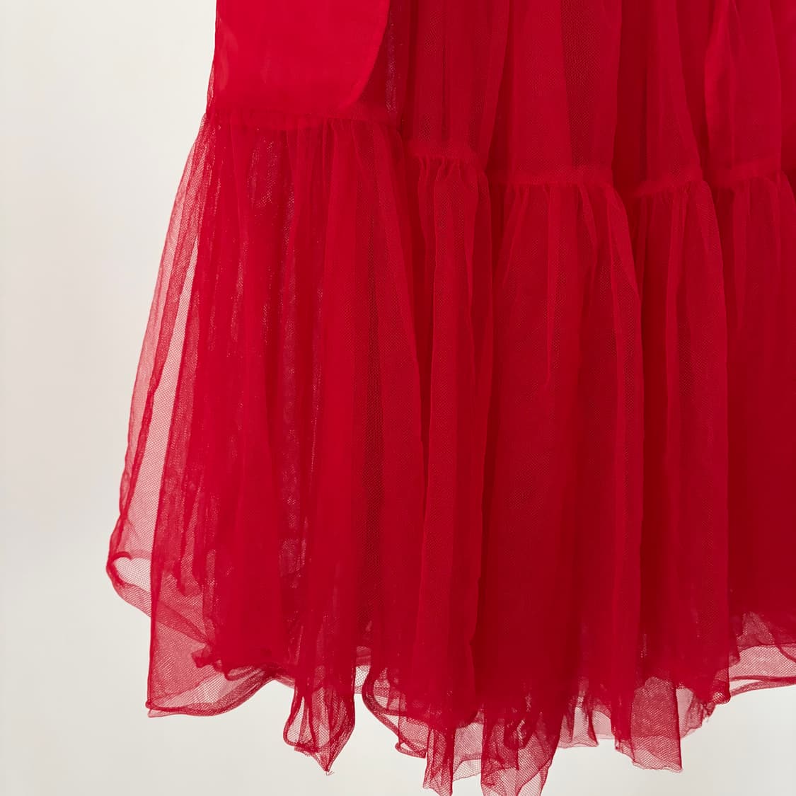 Red Tulle Shirring Skirt 상품이미지5