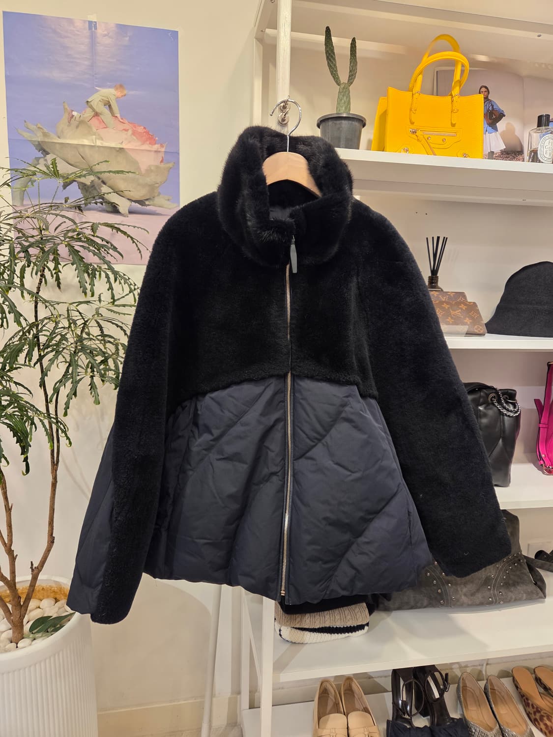 르베이지 밍크카라 양모 패딩 구스 상품이미지1