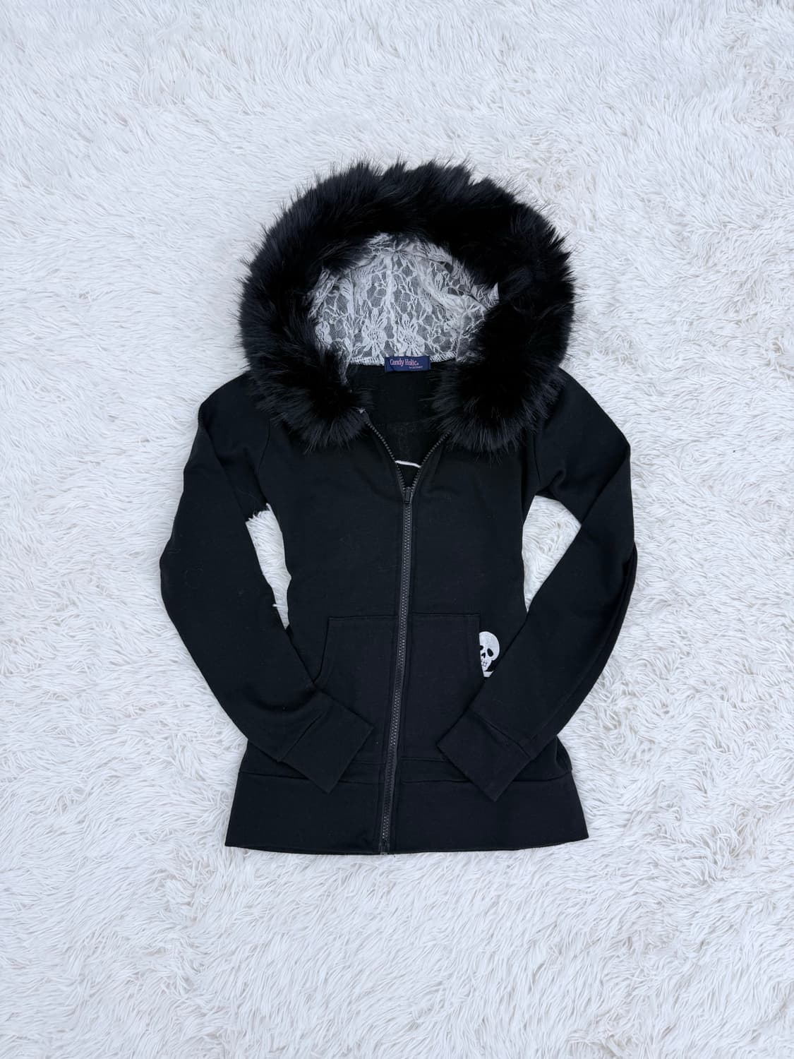 다크 스컬 퍼 후드집업 상품이미지2