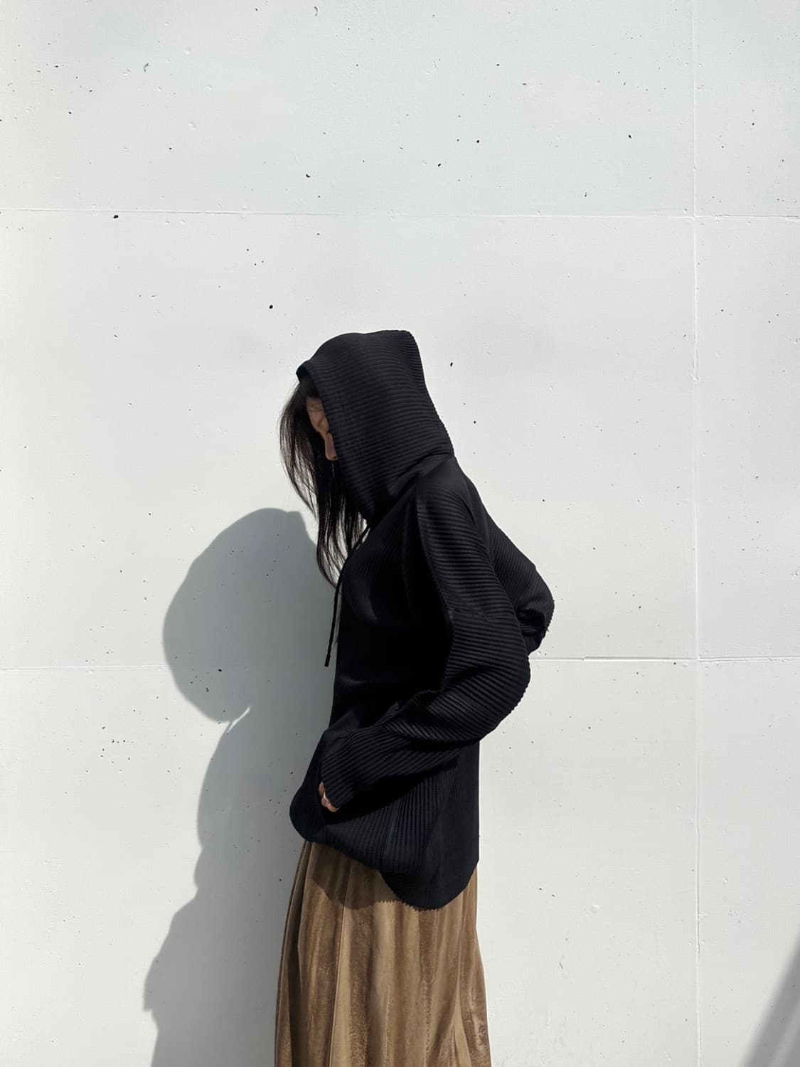 G PLEATS hoody pocket top / black 상품이미지1