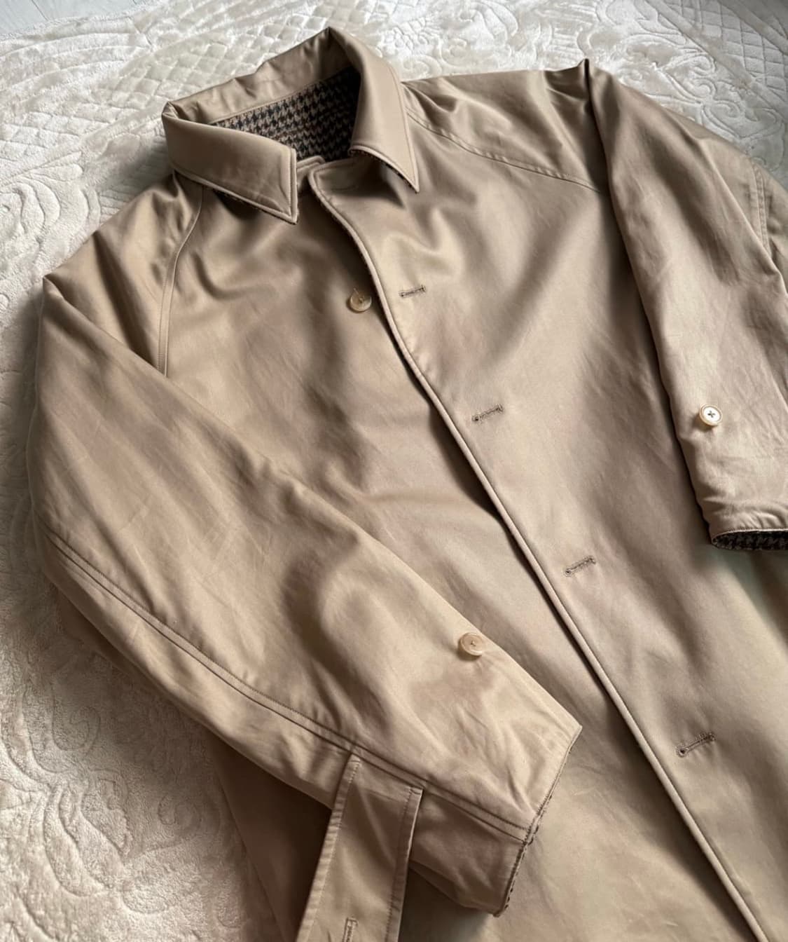 (5) 브라운야드 리버시블 발마칸 코트 - 베이지 체크 코트 상품이미지4