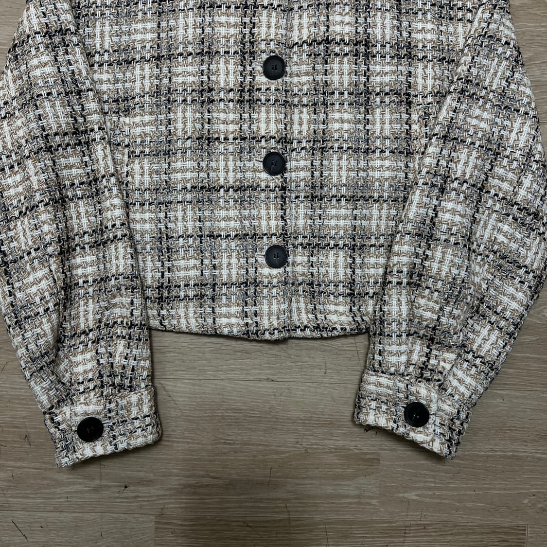 자라 여성 크롭 체크 트위드 자켓 [아이보리] S/90 상품이미지3