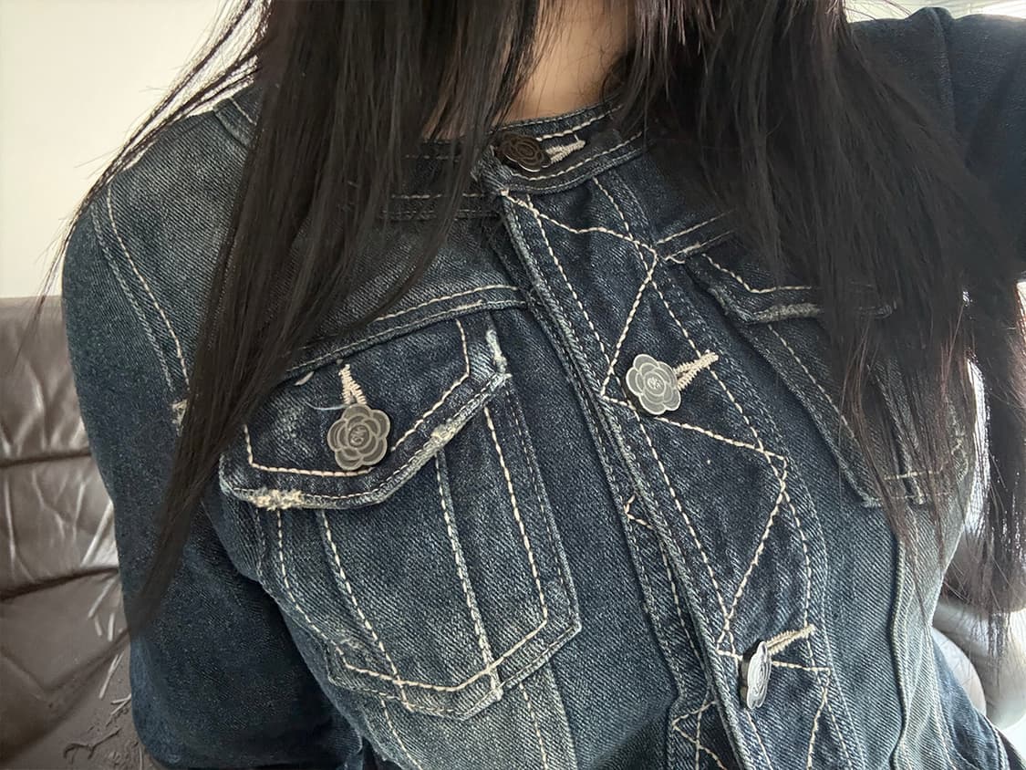 rose button denim jacket 상품이미지5