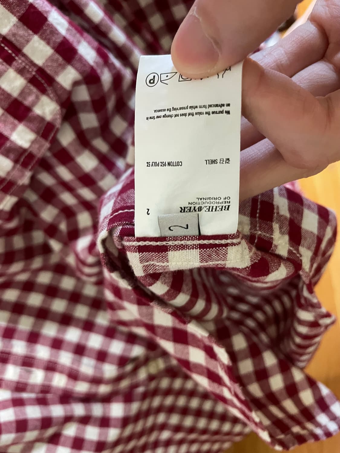 비헤비어 코튼 넵 로버 셔츠 레드체크 2사이즈  상품이미지2